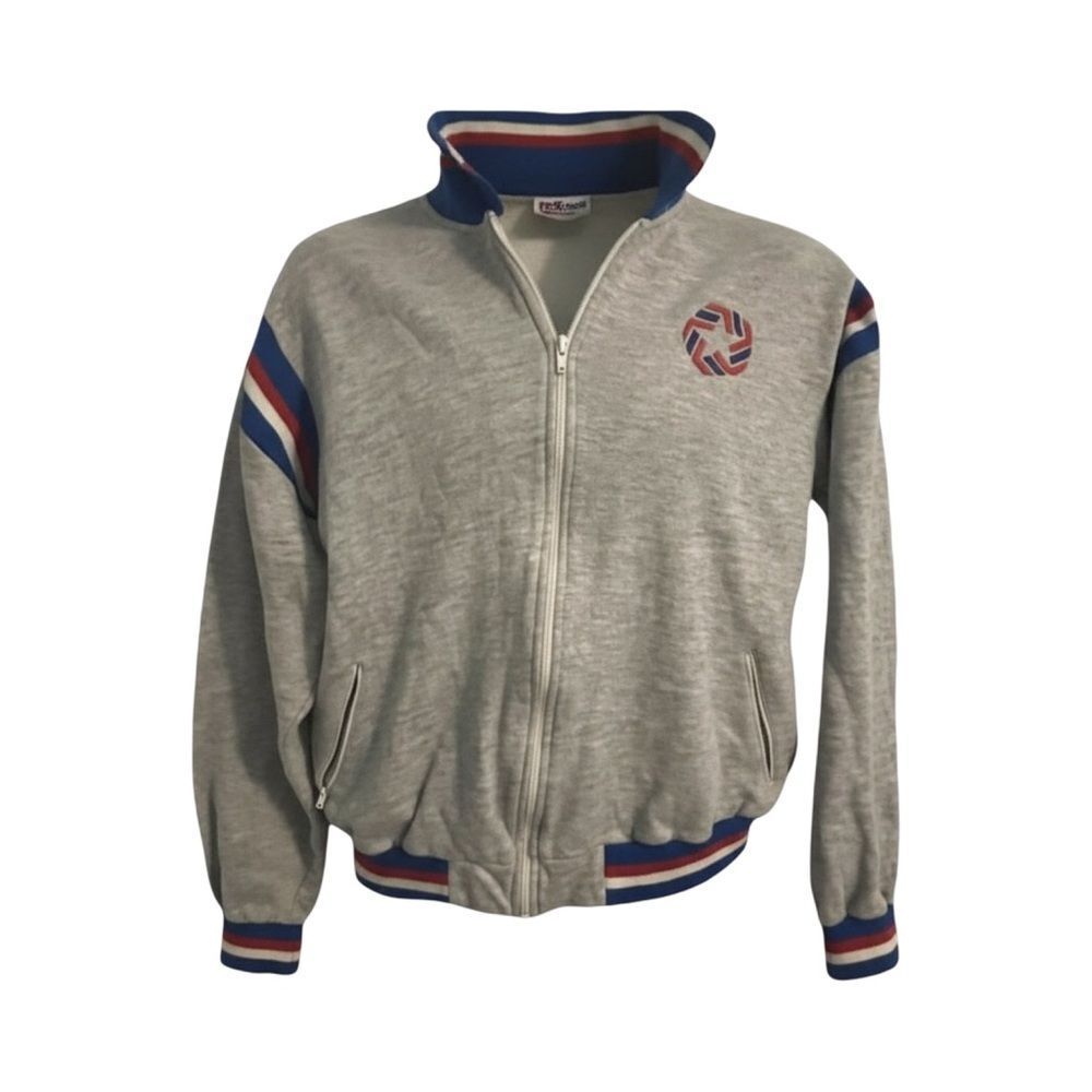 Vintage 90s Leisure Wear Gray Track Zip Jacket. Size Medium